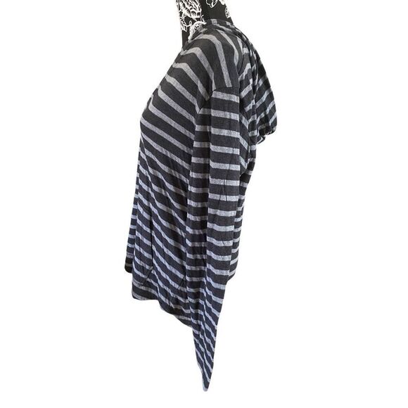 On The Byas Striped Hooded Long Sleeve Shirt Quarter Button - Picture 3 of 8
